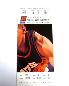 Boleto 1997 Detroit Pistons at Phoenix Suns 20/01/97 Steve Nash año novato - Imagen 1 de 6