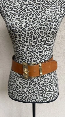 Cinturón Vintage Miramare Marrón Años 90 Hecho en Italia Cuero Genuino Dorado Talla 75/44 Foto 1 de 4