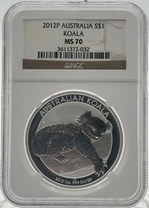 2012P AUSTRALIA KOALA SILVER DOLLAR $1 NGC MS70 - Picture 1 of 4