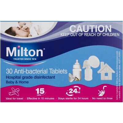Milton Antibacterial Tablets Sterilizing 30 Pack Best Price Grant • 11$