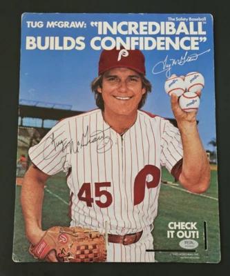 Rare 1982 TUG McGRAW Signed 11x14 Incrediball Standup Display-PHILLIES-PSA - Image 1 of 4