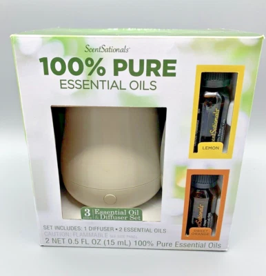 SCENTSATIONALS  100% pure essential oil and diffuser 3 piece set  beige - Image 1 of 4