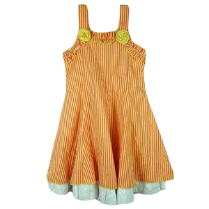 Titli Girl Colorful Striped Sleeveless Dress Pink and Yellow Lined Size S (6) - Picture 1 of 9