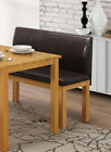 High Back Bench Dining Table Bench Oak Finish Brown Leather Seat