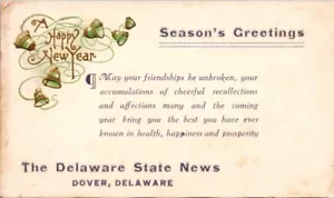 Business Card Dover Delaware State News Vintage Happy New Year Newspaper 1950s - Picture 1 of 2