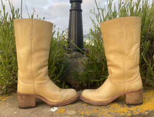 Sendra cowboy  hippie western boho leather frye campus banana boots 70s 90s Y2k