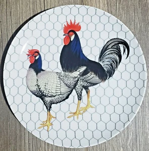 Plato de almuerzo gallinero Fitz & Floyd azul andaluz barrado Plymouth elección - Imagen 1 de 3