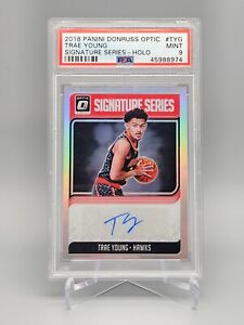 2018 Donruss Optic Trae Young Signature Series Rookie RC Auto Holo Silver PSA 9