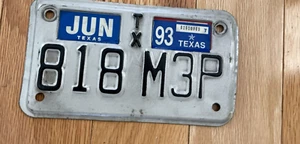 1993 TEXAS MOTORCYCLE  LICENSE PLATE - Picture 1 of 1