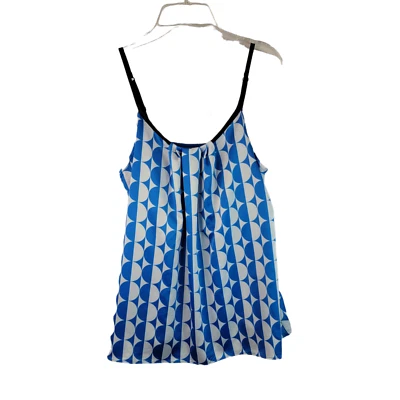 Camiseta sin mangas New York Company para mujer azul blanco geométrica cami cuello redondo talla XS Foto 1 de 4