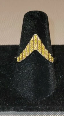 Anillo Wishbone Diamante Amarillo Genuino 0.25 quilates Platino/Plata Esterlina Talla 8 Foto 1 de 4