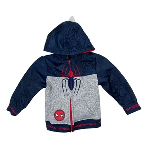Spiderman Jacket Youth 4T Quilted Zip Up Marvel Mixed Media Sweater Hoodie - Picture 1 of 11