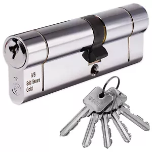 Euro cylindre serrure de porte barillet anti-pick anti-snap 5 clés double finition - Photo 1/8