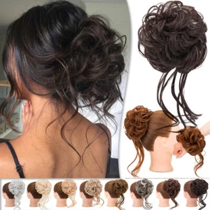 Wie Echthaar Haarteil Dutt Haargummi Haarverlängerung Haarknoten Hair Bun Lockig - Bild 1 von 37
