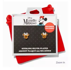 ©Disney Minnie Mouse Birthstone Sterling Silver Plated Stud Earrings November - Picture 1 of 4