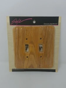 New Style Genuine Hardwood Light switch plate cover New Vintage Vtg 2 Switch NOS - Picture 1 of 2