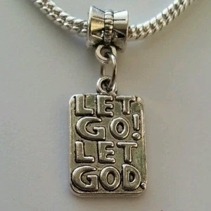 Pulsera colgante de cuentas cristianas religiosas Let Go Let God para dije europeo - Imagen 1 de 3