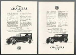 1922 CHALMERS SIX advertisements x2, Chalmers Motor Car Co. touring car - Imagen 1 de 3