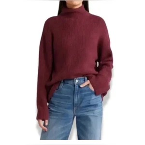 Treasure and Bond weinrot Mock Strick Rollkragen Baumwoll Wollmischung Gr. S - Bild 1 von 8
