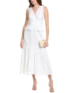 Taylor Eyelet Midi Dress Women's White 8 - Picture 1 of 3