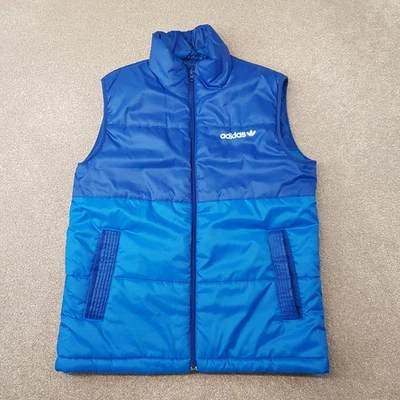 Adidas Mens Gilet Small Blue Bodywarmer Jacket Quilted Padded Originals Warm - Image 1 of 4