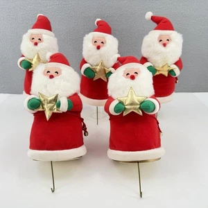 Vintage Hallmark Plüsch Weihnachtsmann Weihnachten Strumpf Aufhänger Halter 5er Set - Bild 1 von 18