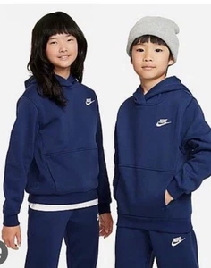 Nike Kids Fleece Pullover Hoodie Navy Blue Sz Large FD3000-410 - Picture 1 of 4