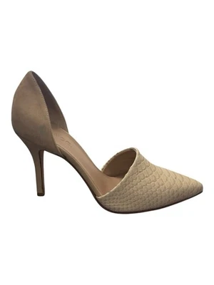 Vince Pumps Women 7.5 Claire Python D’orsay Leather High Heels Neutral Beige - Image 1 of 4