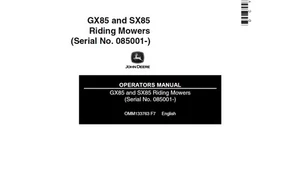 John Deere GX85 und SX85 Aufsitzmäher OMM133763 Bedienungsanleitung 1 - Bild 1 von 10