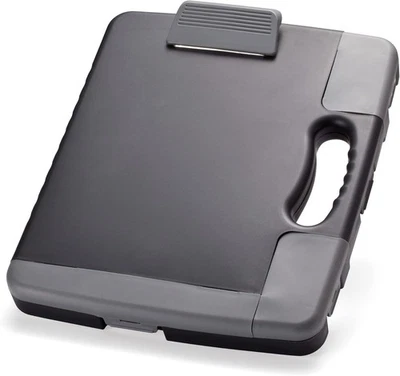 Officemate Portable Clipboard Storage plastic Case for A4 sizes, Charcoal - Image 1 of 4