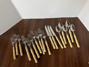 Inox Faux Bambus Besteck 18er Set Service für 4 Edelstahl Tiki Stil - Bild 1 von 6