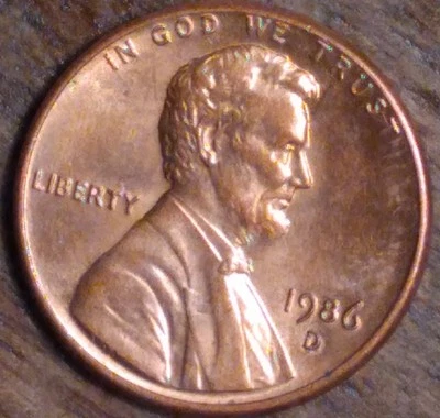 1986 D LINCOLN CENT/WRPM-003/BU-GEM/^VALUABLE VARIETY-4-86D RPMs   "coppercoins" - Image 1 of 4