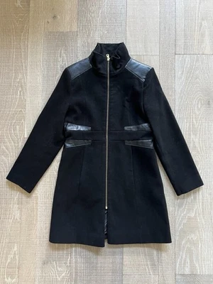 Abrigo Rothschild Negro Imitación Cuero Cuello Niñas Invierno Otoño Informal Talla 14 Foto 1 de 4