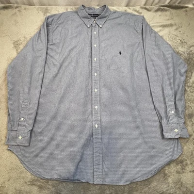 Ralph Lauren Shirt Mens 3XLT Tall Blue Check Long Sleeve Button Down Pony - Image 1 of 4