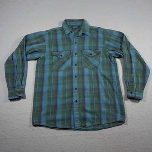 Vintage OshKosh Hemd Herren Large grün blau kariert Flanell Knopfleiste Workwear 90s - Bild 1 von 9