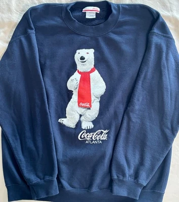 Suéter Sudadera Grande Azul Marino Coca-Cola Vintage Atlanta Oso Polar Navidad Foto 1 de 4