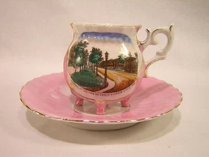 Germany Souvenir China KANSAS CITY, MISSOURI Pink Luster Cup & Saucer - Picture 1 of 6