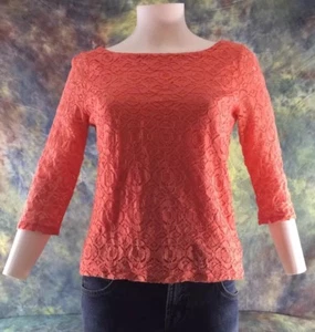 Banana Republic Orange Lace Women's S Blouse Slip Zipper Top Shirt - Picture 1 of 7