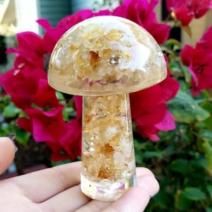 Citrine orgone resin mushroom natural Crystal Healing Larger Gemstone - Picture 1 of 5