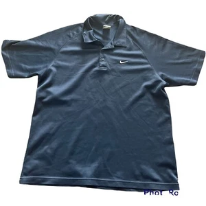 Nike Men's Navy Blue Button Collared Short Sleeve Polyester Polo Shirt Size XL - Picture 1 of 9