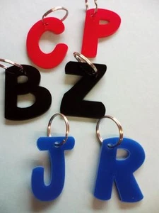 Alphabet Keyring A-Z Initials Letter Key Ring Coloured Acrylic Keyrings Bag Tag - Picture 1 of 4
