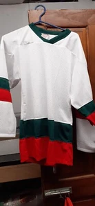 Ice Hockey Roller Hockey Mesh Training Shirt Jersey WHITE/green/red X Small - Picture 1 of 1