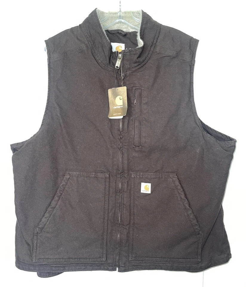 Carhartt Washed Duck Sherpa-Lined Mock-Neck Vest- New with Tags XXL (20) - Image 1 of 4