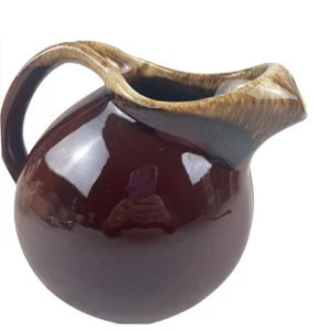 Hull Brown Drip Glaze Ball Pitcher With Ice Lip 2 Quart Pottery - Picture 1 of 9