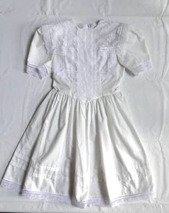 GUNNE SAX Dress Lace Collar Prairie Tie White Girl's/Kid SZ 8 EUC - Picture 1 of 10
