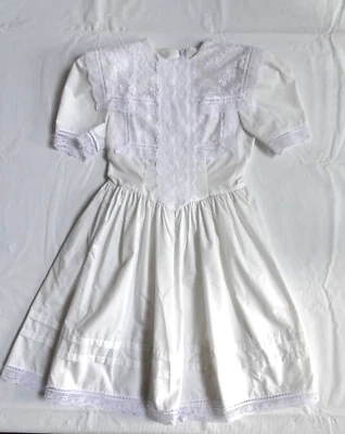 GUNNE SAX Dress Lace Collar Prairie Tie White Girl's/Kid SZ 8 EUC - Image 1 of 4