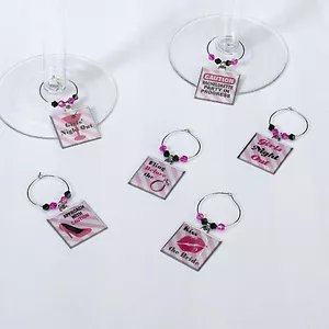 Set of 6 Bachelorette Party Wine Charms Bridal Shower Wedding Decorations - Picture 1 of 1