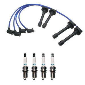 Denso Wire Set 7mm & 4 Iridium TT Spark Plugs .04 Kit For Honda CRX 1.5L L4 FI