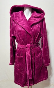 Juicy Couture Women Large XL Berry Bath Robe Belted Hooded  New NWT - Picture 1 of 8