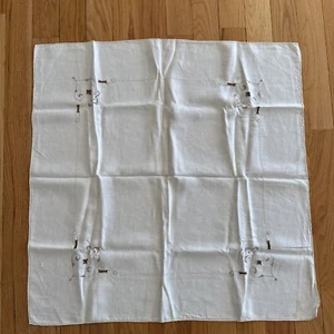 Vintage Linen Cut Work Embroidered Tablecloth Table Topper Square 32x32" - Picture 1 of 7